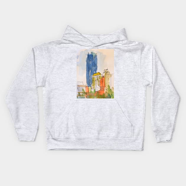 Oklahoma City Skyline Kids Hoodie by Darrell T Smith Art & Design